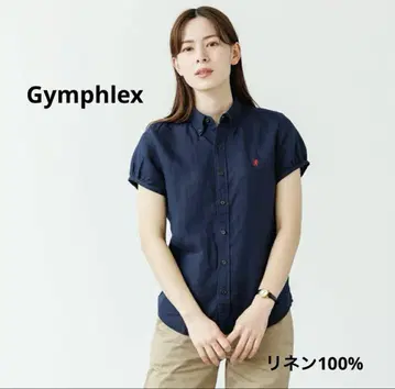 Gymphlex 짐플렉스 린넨 반팔 셔츠 네이비 사이즈 12