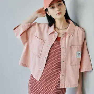 LEPSIM 렙심 [완판] BIG 데님 숏 5부 소매 셔츠
