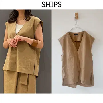 SHIPS 쉽스 린넨 혼방 풀오버 베스트 V넥