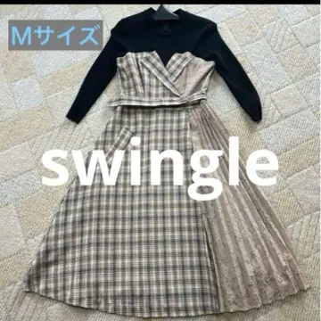 swingle 스윙글 체크 무늬 원피스 롱 기장 M 사이즈