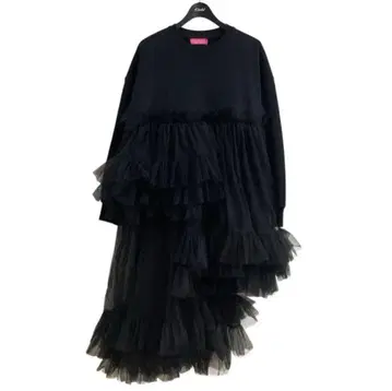 VIVIANO 24aw 튤 비대칭 맨투맨 원피스