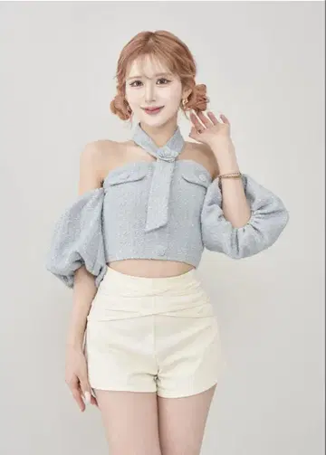 Darich 홀터넥 오프숄더 트위드