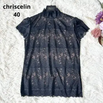 chriscelin 크리스셀린 전체 레이스 하이넥 블라우스 블랙 40