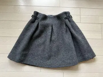 그레이 플레어 스커트 울 혼방