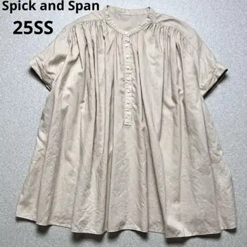 25SS 스픽 앤 스팬 코튼 린넨 스퀘어 프렌치 슬리브 블라우스
