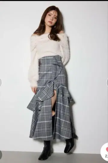 체크 프릴 슬릿 스코트 숏 팬츠