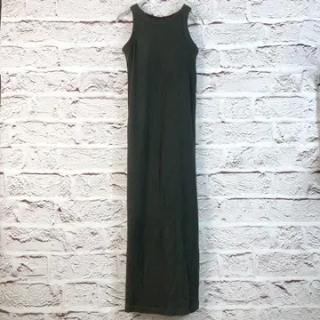 r115 Alma Design 슬리브리스 리브 니트 롱 드레스 그레이