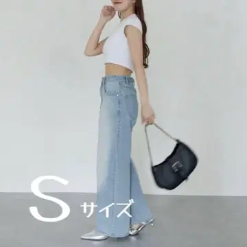 Thevon yuna 데님 블루 하이웨스트 스트레이트 S 사이즈