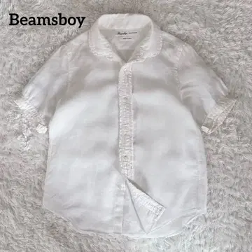Beamsboy 프릴 셔츠 블라우스 둥근 카라 린넨 100% 일본제