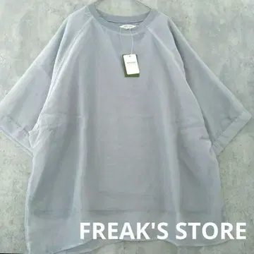 새상품 FREAK'S STORE 한정판 래글런 반팔 티셔츠 블루 그레이