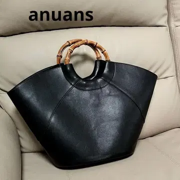 anuans 아누아스 대나무 핸들 백 블랙