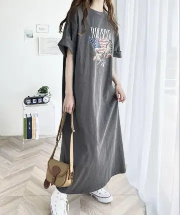 클래식 엘프 자바 콜라보 피그먼트 가공 그래픽 원피스