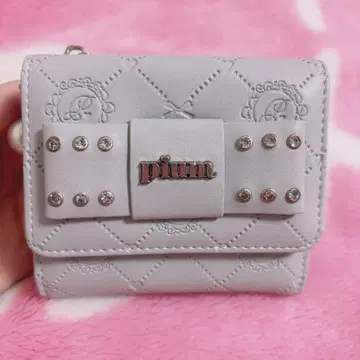 pium 그레이 3단 폴더형 지갑 퀼팅