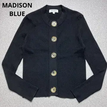 매디슨 블루 리브 니트 크루 가디건 블랙 MADISON BLUE