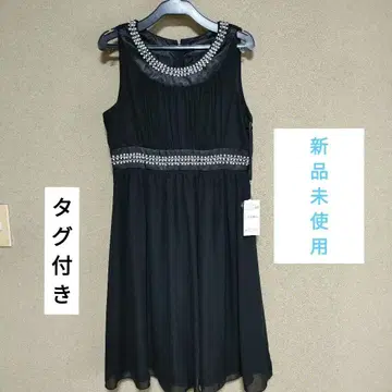 블랙 슬리브리스 원피스 비즈 장식 파티 드레스