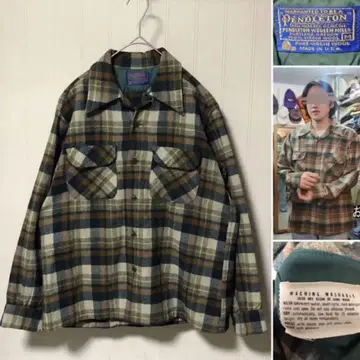 USA제 70년대 PENDLETON 보드 셔츠 오픈 카라 M 하루키