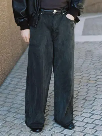 LIDMM CRACK WASHED BAGGY DENIM PANTS