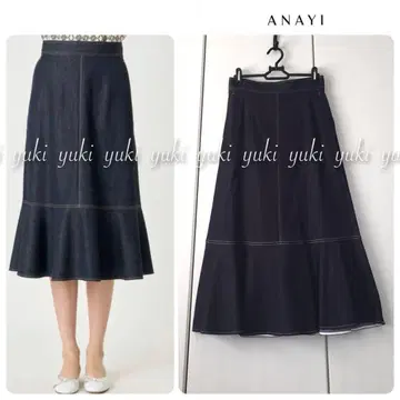 ANAYI 데님 라이크 페플럼 스커트 38