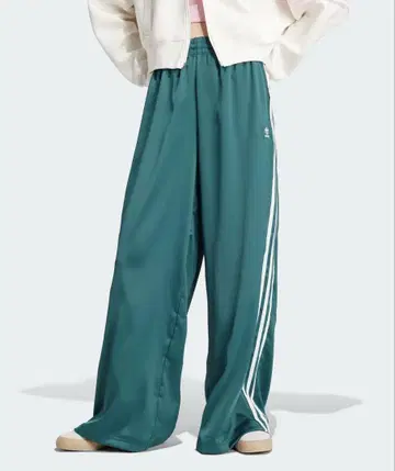 새틴 와이드 레그 트랙 팬츠 아디다스 오리지널스 그린
