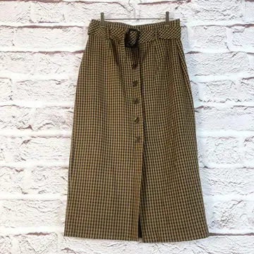 r136 trf 컬렉션 자라 브라운 계열 체크 타이트 롱 스커트