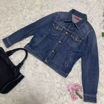 새상품급 레드카드 데님 자켓 골드 버튼 스트레치 G001 1 S
