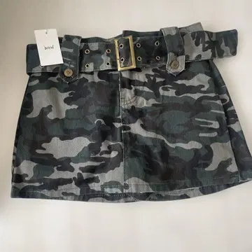 새상품 카모 패턴 데님 타이트 미니 스커트 카모플라주 S