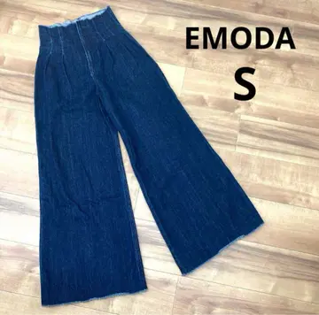 EMODA 에모다 하이웨스트 와이드 데님 팬츠 S
