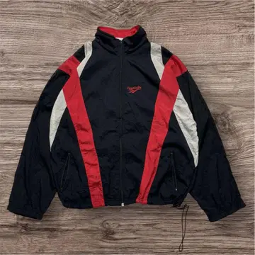 90s 리복 나일론 자켓 M 블랙 원포인트 자수 6089