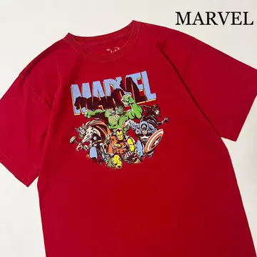 MARVEL 마블 아메리칸 코믹스 프린트 티셔츠 US 구제 의류 레드