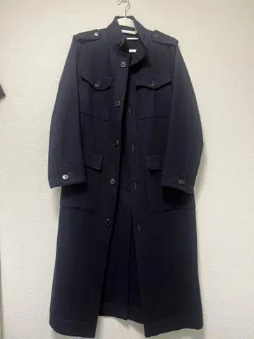 MIDWEST 네이비 메디 길이 울 코트