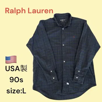 [레어] 90년대 Ralph Lauren USA제 체크 BD 셔츠 자수