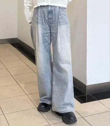 청바지 데님 데님 팬츠 컬러 턱 데님 와이드 팬츠