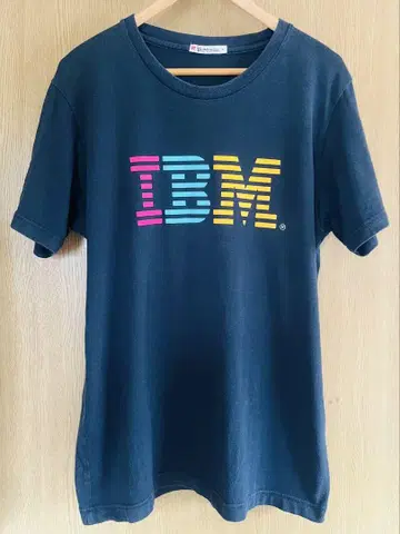 UT IBM 스트라이프 로고 티셔츠 black L 기업 모노 유니클로