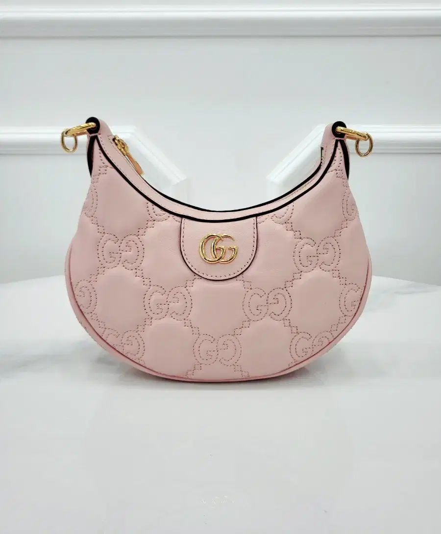 Gucci Light Pink GG Matelassé Keum Hardware Hobo Bag 739736