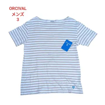 ORCIVAL 반팔 티셔츠 3 화이트 그레이 보더 남성용 오치발