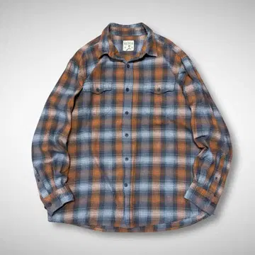 RED HEAD 섀도우 체크 플란넬 셔츠 XL 그레이 오렌지 긴팔