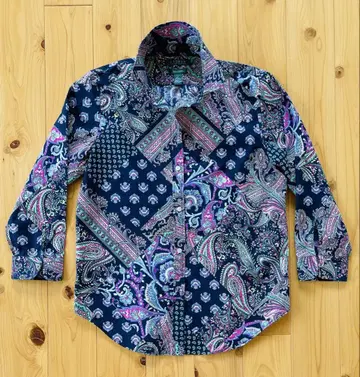 LAUREN RALPH LAUREN 네이비 페이즐리 무늬 셔츠 S