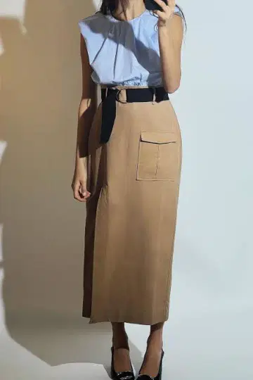 자라 벨트 대비 미디 원피스