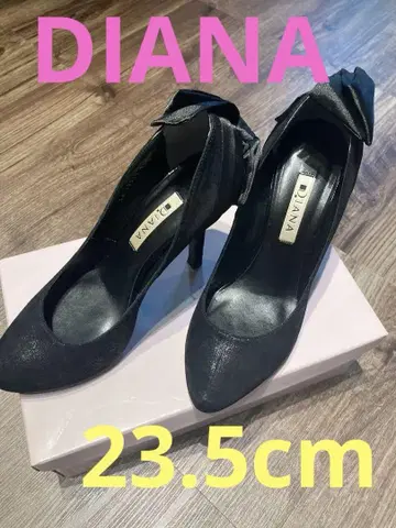 DIANA 블랙 리본 하이힐 펌프스 23.5cm