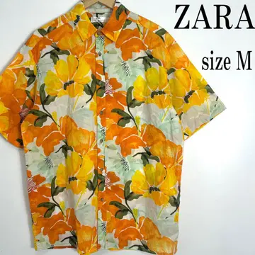 ZARA 자라 반팔 올 패턴 꽃무늬 셔츠 M