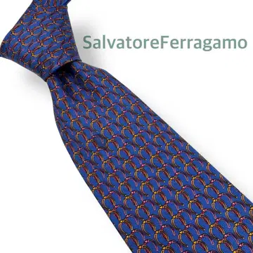 Salvatore Ferragamo 페라가모 넥타이 올 패턴 블루