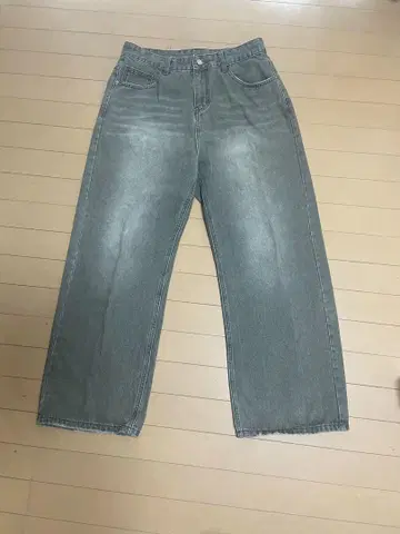 그레이 와이드 팬츠 페이드 가공