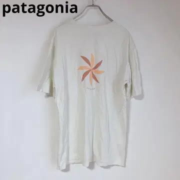 파타고니아 티셔츠 프린트 티셔츠 쿨 넥 티셔츠 연한 노란색 L