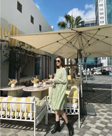 <ELLIE> 티어드 원피스 그린