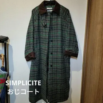 SIMPLICITE 체크 무늬 롱 코트