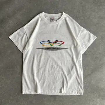 80년대~90년대 로고 프린트 티셔츠 스페인산 싱글 스티치 올림픽