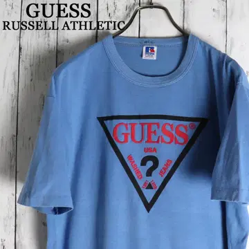 90s GUESS 게스 RUSSELL 러셀 빈티지 로고 프린트 티셔츠