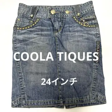COOLATIQUE 데님 스커트 데미지 데님 여성용 24인치