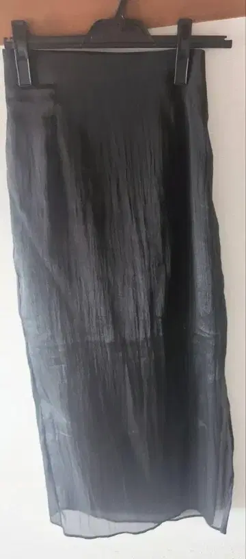 블랙 쉬폰 롱 스커트