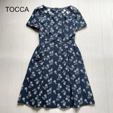 TOCCA 꽃 자수 슬리브리스 원피스 네이비 0